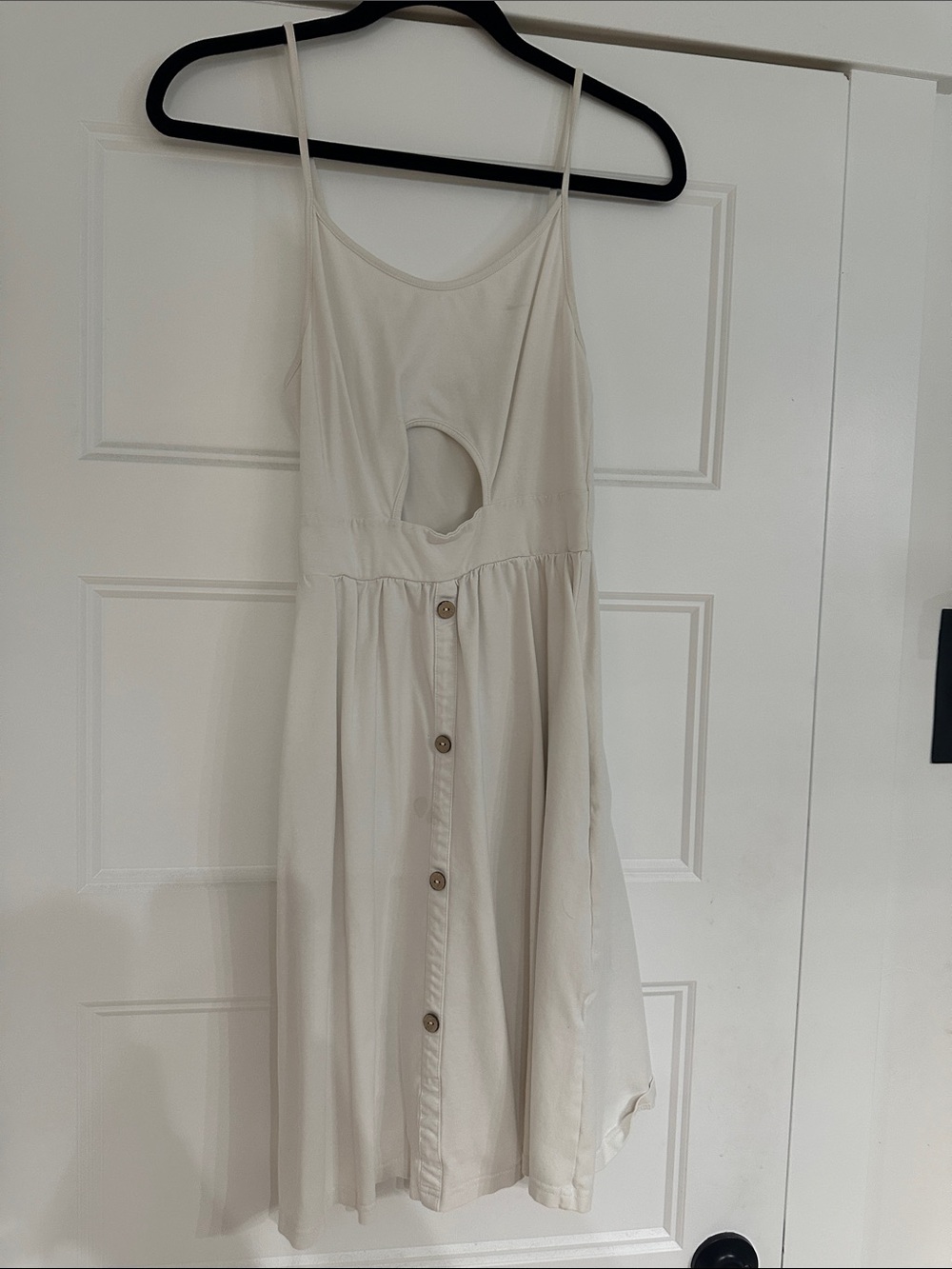 Ivory Button-Front Sundress with Front Cutout